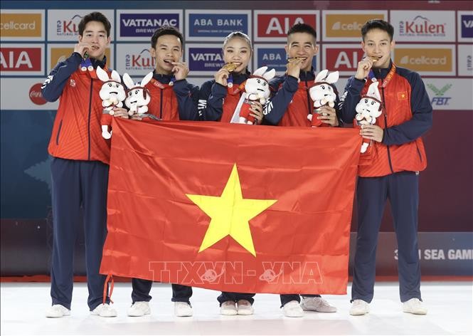 附图：越南体育代表团争取在比赛的最后几天摘下30～40枚金牌。