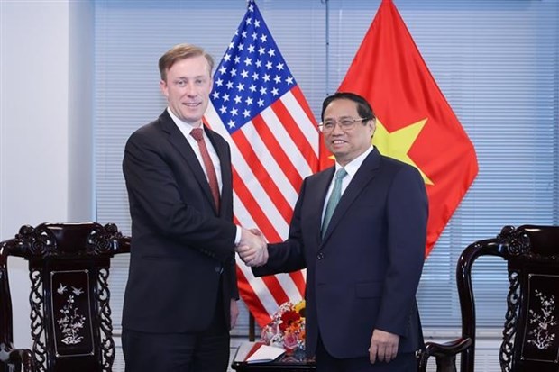 越南政府总理范明正会见美国国家安全顾问杰克·沙利文。