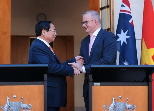 越南政府总理范明正和澳大利亚总理安东尼·阿尔巴内塞。