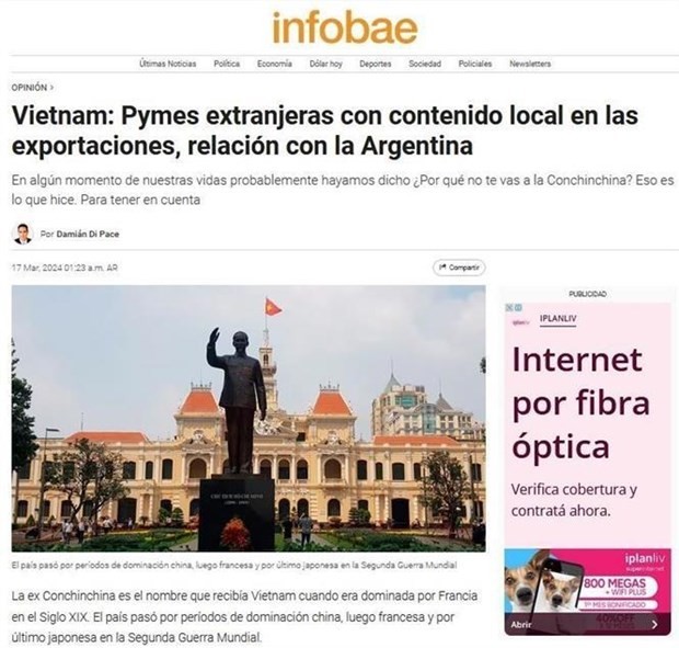 《Infobae》发布了经济顾问达米安·迪·佩斯（Damián Di Pace）在访问越南后撰写的文章。