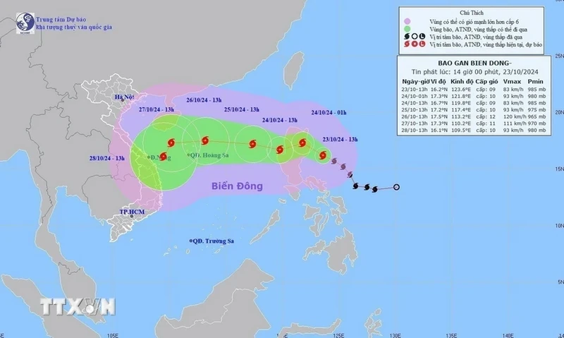 台风“潭美”路径。（图片来源：越通社）