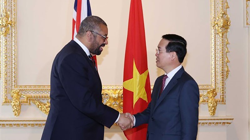 越南国家主席武文赏会见英国外交大臣詹姆斯·克莱弗利。（图片来源：越通社）