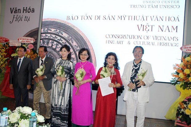 越南文化美术遗产保护联合国教科文组织中心正式揭牌。（图片来源：越通社）