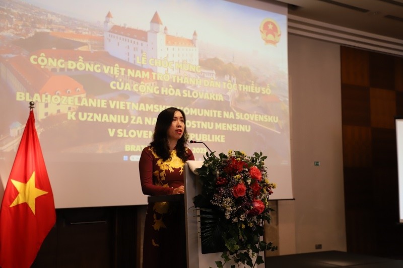 越南外交部副部长、海外越南人事务国家委员会主任黎氏秋姮发表讲话。