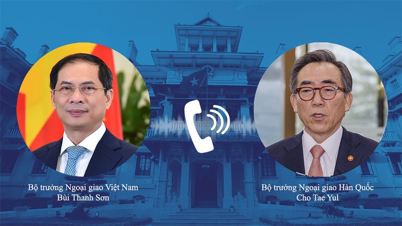 越南外交部长裴青山与韩国外交部长赵兑烈通电话。