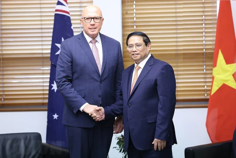 越南政府总理范明正会见澳大利亚自由党领袖彼得·达顿。