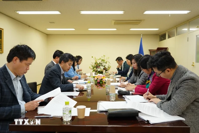 黎氏秋姮副部长已同旅居日本越南专家、知识分子举行座谈会。（图片来源：越通社）