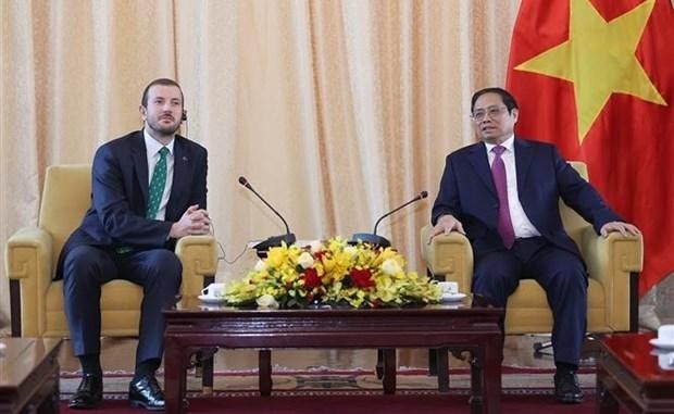 越南政府总理范明正会见欧盟环境、海洋事务和渔业委员维尔吉尼尤斯·辛克维丘斯。（图片来源：越通社）