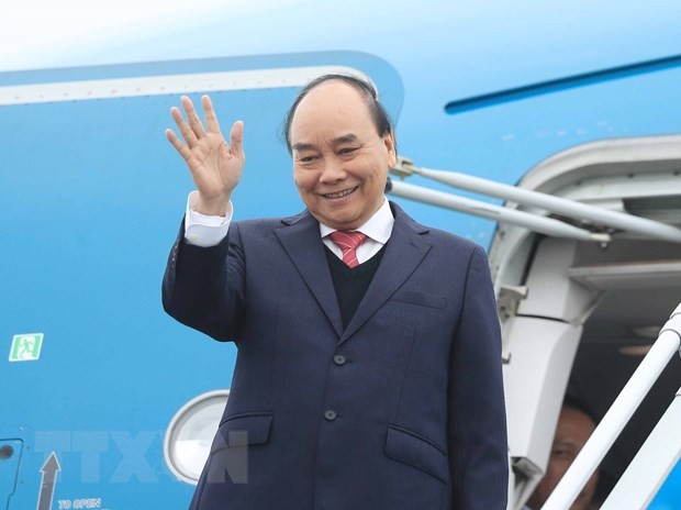 阮春福主席启程对印尼进行国事访问。（图片来源：越通社）