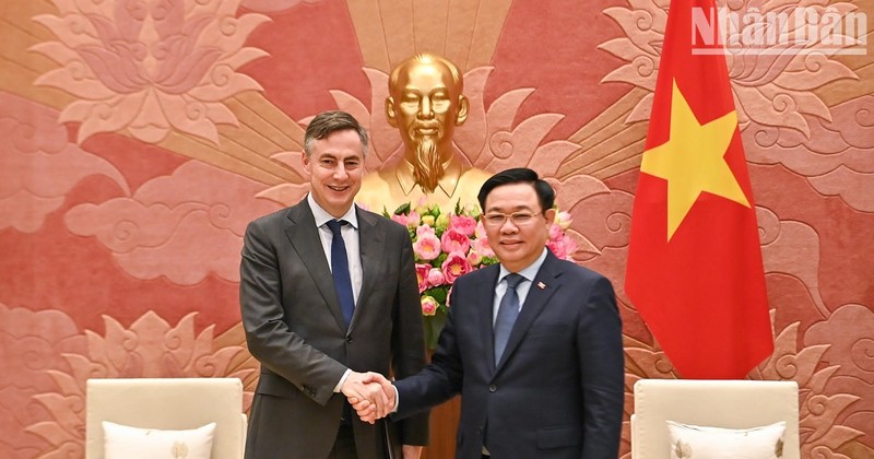 越南国会主席王廷惠会见欧洲议会外交事务委员会主席大卫·麦卡利斯特。