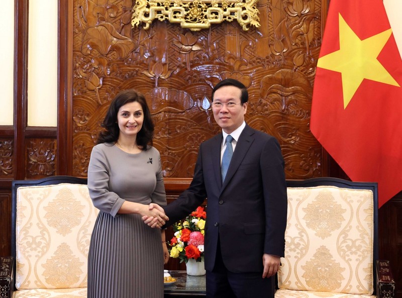 越南国家主席武文赏会见保加利亚驻越南大使玛丽内拉·佩特科娃。（图片来源：VOV）