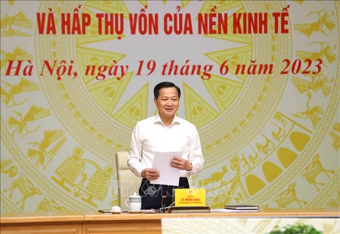 越南政府副总理黎明慨主持会议。（图片来源：越通社）