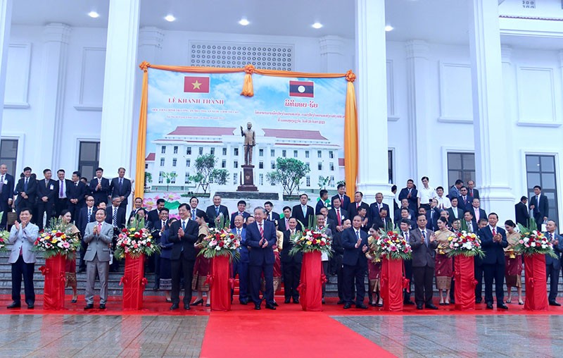 老挝公安政治学院项目竣工移交仪式。（图片来源：人民公安报）