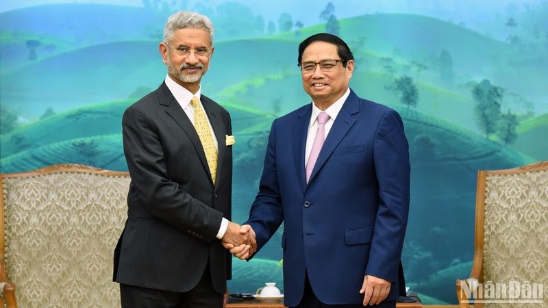 越南政府总理范明正会见印度外交部长苏杰生。