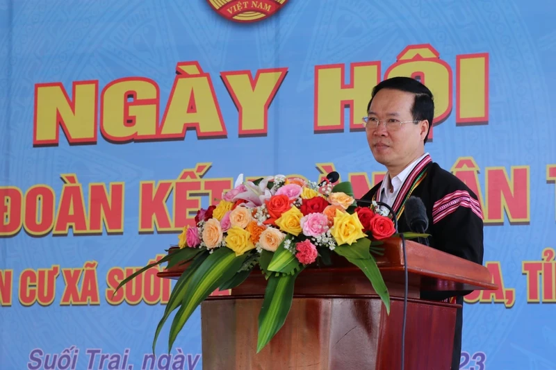 国家主席武文赏在活动上发表讲话。（图片来源：dantri.com.vn）