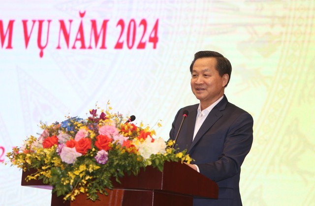 越南政府副总理黎明慨在会议上发表将话。（图片来源：VGP）