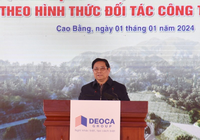 范明正总理在仪式上发表讲话。（图片来源：baocaobang.vn）