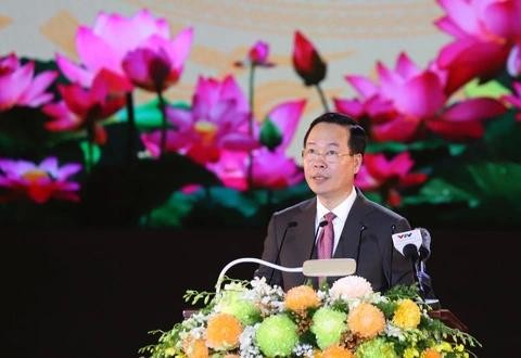 国家主席武文赏在活动上发表讲话。（图片来源：tuoitre.vn）