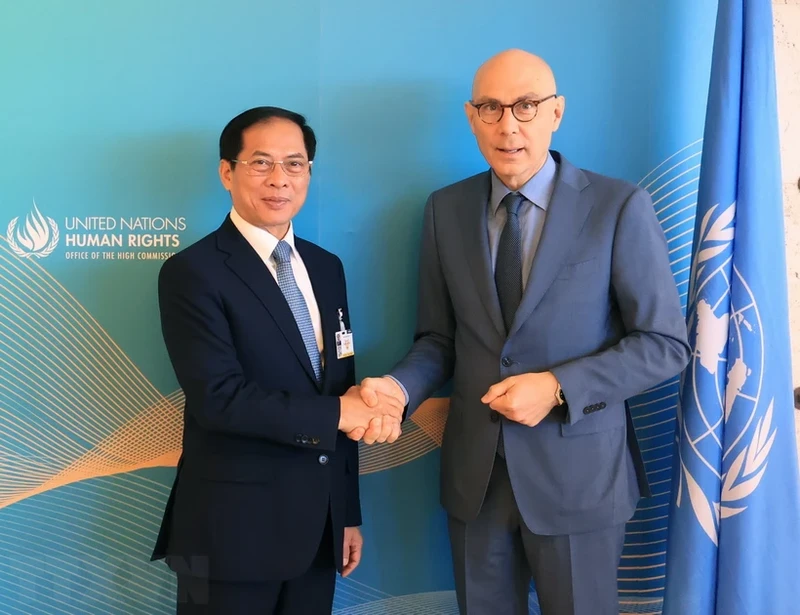 越南外交部长裴青山和联合国人权事务高级专员福尔克尔•蒂尔克。（图片来源：越通社）