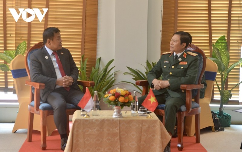 阮新疆上将和印度尼西亚国防副部长。（图片来源：vov.vn）