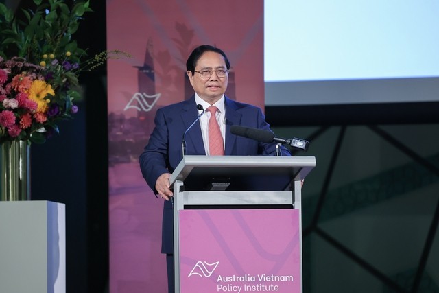 范明正总理在越南—澳大利亚企业论坛上发表讲话。（图片来源：moit.gov.vn）
