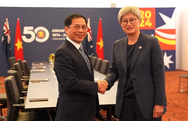 越南外交部长裴青山会见澳大利亚外交部长黄英贤。（图片来源：越通社
