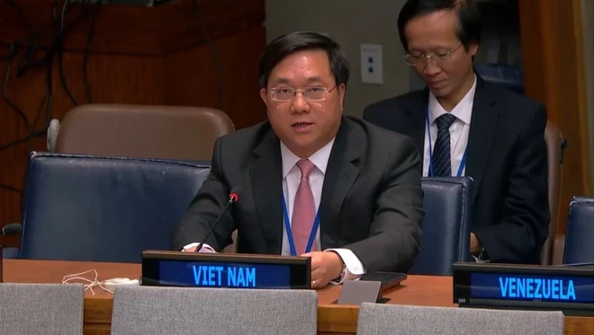 越南计划与投资部副部长陈维东在会议上发表讲话。（图片来源：越通社）