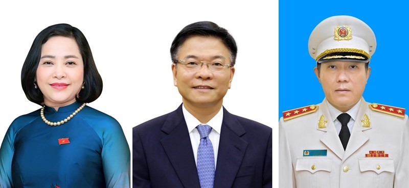 国会副主席阮氏青、政府副总理黎成龙、公安部部长梁三光。