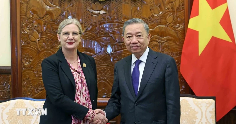 越南国家主席苏林和瑞典驻越南大使安·马威。（图片来源：越通社）