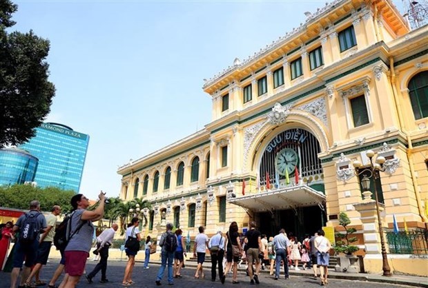 法式老建筑胡志明市中心邮政局。