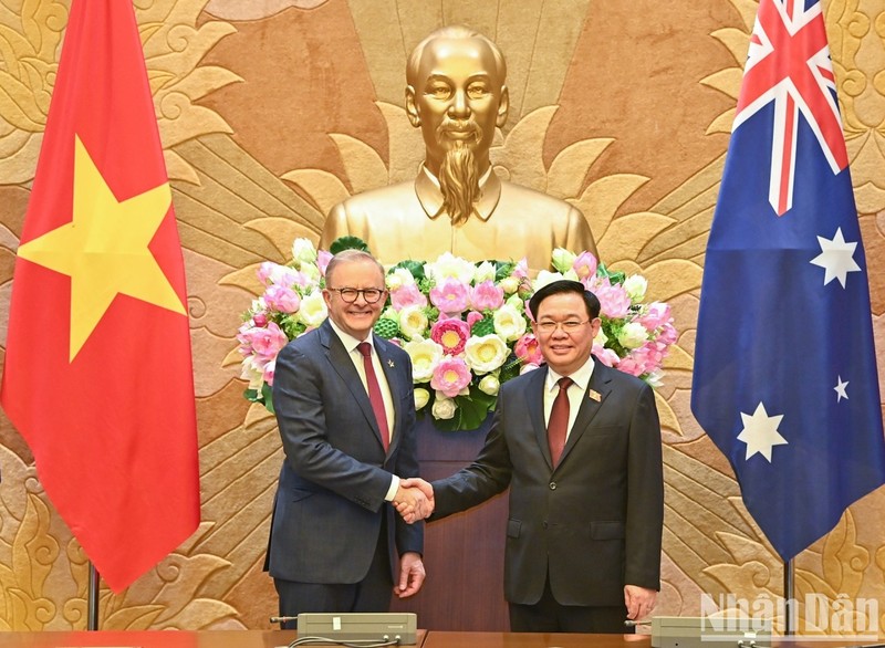 越南国会主席王廷惠会见澳大利亚总理安东尼·阿尔巴尼斯。（维灵 摄）