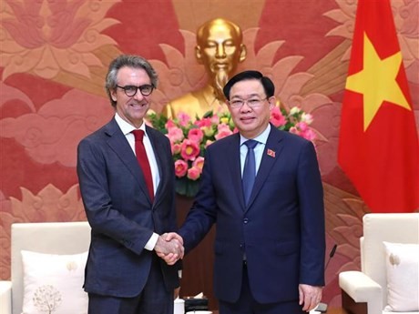 国会主席王廷惠会见欧盟驻越南代表团团长乔治•阿里贝蒂。
