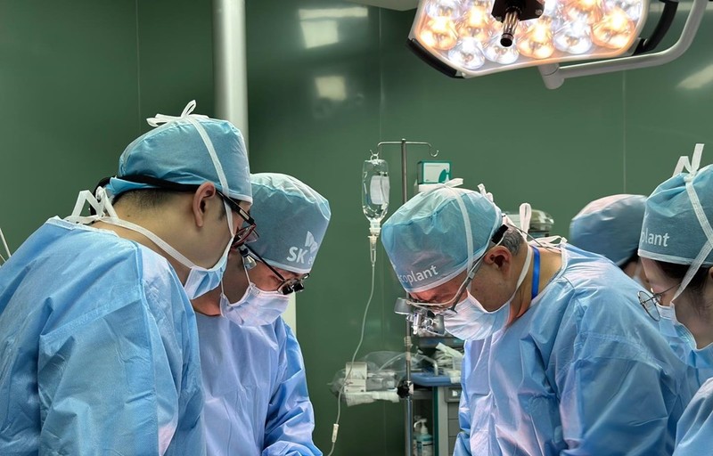 参加在广治省开展的为越南唇腭裂儿童进行免费手术计划的医务队伍。