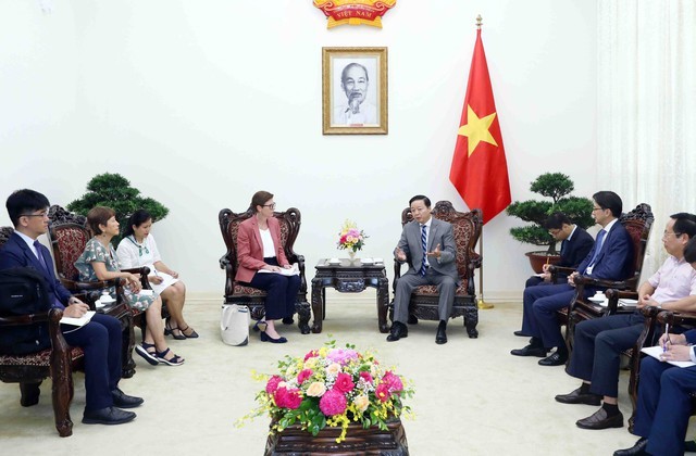 政府副总理陈红河和世界卫生组织驻越南首席代表安吉拉·普拉特。