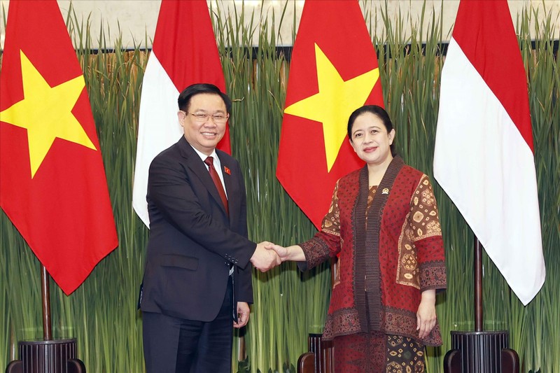 越南国会主席王廷惠与印尼国会议长普安•马哈拉尼（Puan Maharani）举行会谈。