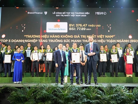 越南航空公司荣获“最具价值航空品牌”称号。
