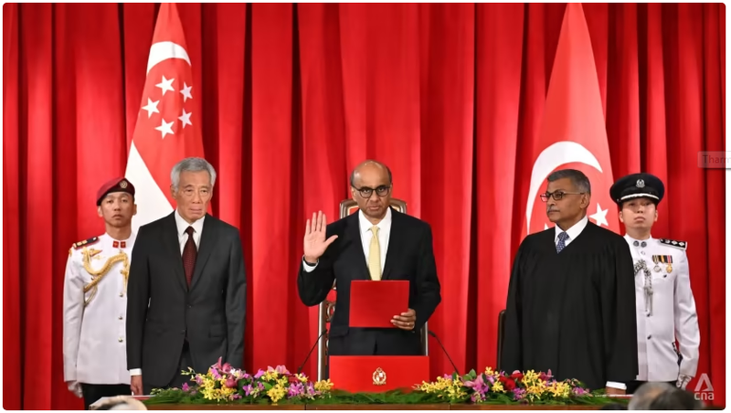 新加坡总统宣誓就职。