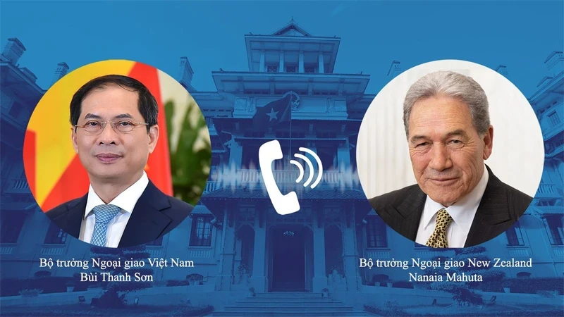 越南外交部长裴青山与新西兰副总理、外交部长温斯顿·彼得斯通电话。（图片来源：越通社）