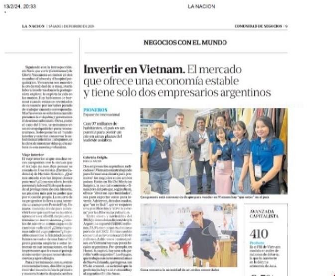阿根廷《国家报》刊登文章积极评价越南投资环境。