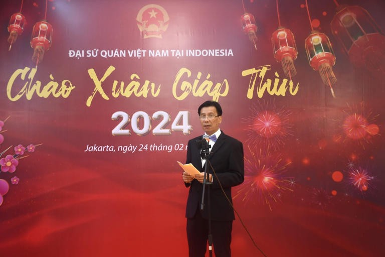 越南驻印尼大使谢文聪在活动上致辞。