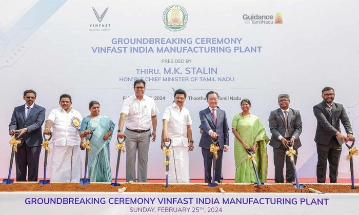 VinFast印度电动汽车工厂开工仪式。
