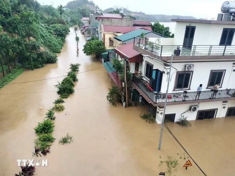 台风“摩羯”引发严重洪涝灾害，安沛省数千房屋被淹。（图片来源：越通社）