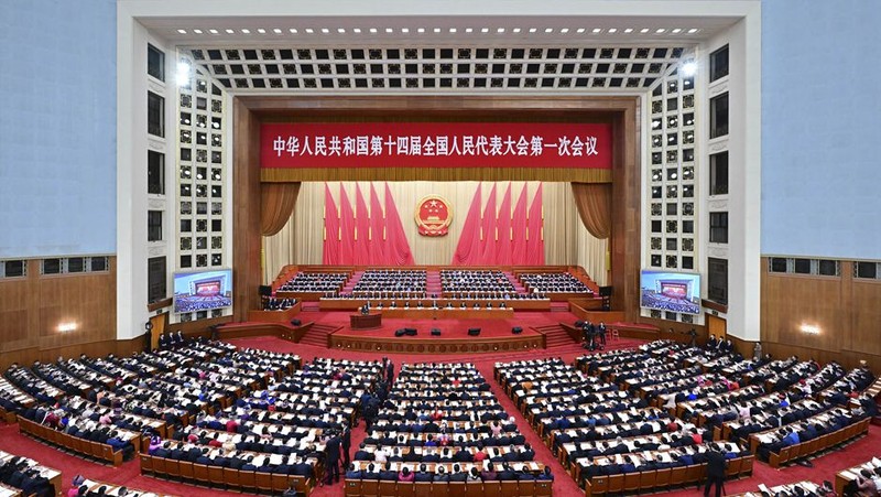 中国十四届全国人大一次会议开幕会。（图源：新华社）