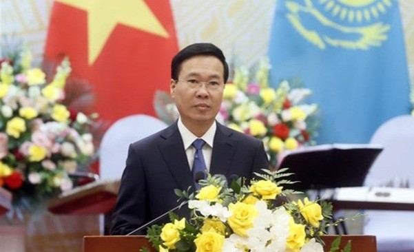 越南国家主席武文赏在宴会上发表讲话。图片来源: 越通社