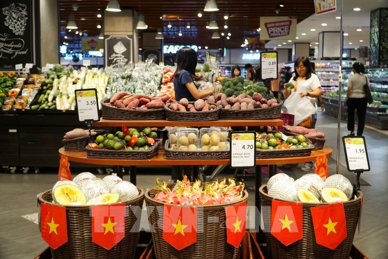 在马来西亚永旺超市的越南商品。（图片来源：越通社）