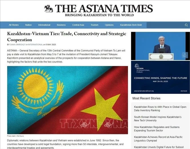 astanatimes.com网站刊登了一篇分析文章，综述了河内与阿斯塔纳之间的合作前景，突出强调了越哈两国之间的联系纽带。