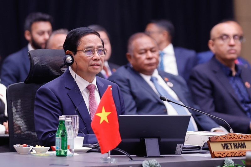 范明正总理在在第46届东盟峰会上发言。（图片来源：VGP）