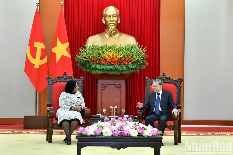 苏林总书记会见南非非洲人国民大会第一副总书记莫科尼亚内。