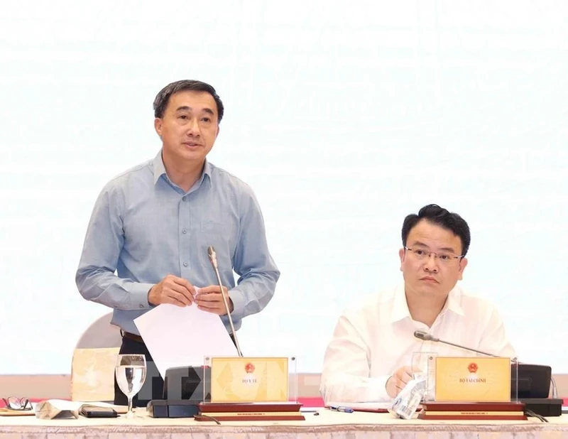 越南卫生部副部长陈文瞬回答记者的提问。