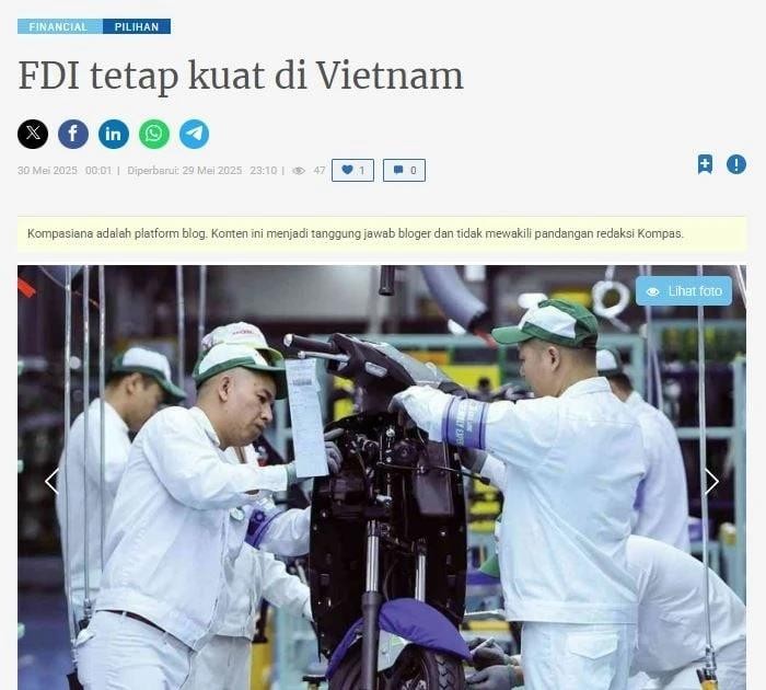印度尼西亚Kompasiana网站屏幕截图。（图片来源：越通社）